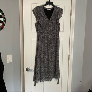 Elegant Black and White Floral Dress
